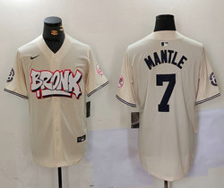 Nike New York Yankees #7 Mickey Mantle Cream Joint Authentic Stitched baseball jersey