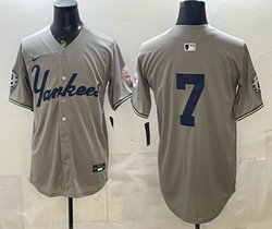 Nike New York Yankees #7 Mickey Mantle Grey 3(III) Without Name Limited Jersey