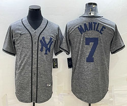 Nike New York Yankees #7 Mickey Mantle Hemp grey team logo front Authentic Stitched jerseys