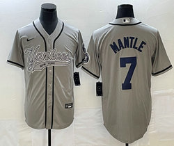 Nike New York Yankees #7 Mickey Mantle grey Joint Stitched MLB Jersey