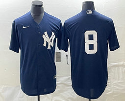 Nike New York Yankees #8 Yogi Barra Navy No Name Game Authentic Stitched MLB Jersey