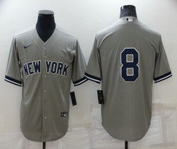 Nike New York Yankees #8 Yogi Barra No Name Gray Game Authentic Stitched MLB Jersey