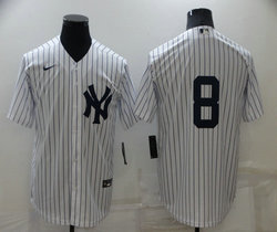 Nike New York Yankees #8 Yogi Barra White Stripe Game Stitched MLB Jersey