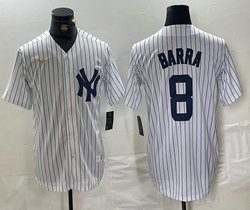 Nike New York Yankees #8 Yogi Barra White Stripe Throwback With Name Game Stitched MLB Jersey