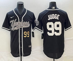 Nike New York Yankees #99 Aaron Judge Black Joint Gold #99 on front Stitched MLB Jersey