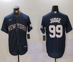 Nike New York Yankees #99 Aaron Judge Blue Stripe Logo Joint Stitched MLB Jersey