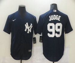 Nike New York Yankees #99 Aaron Judge Blue white number Game Authentic Stitched MLB Jersey