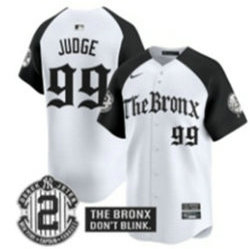 Nike New York Yankees #99 Aaron Judge White 5(V) Black sleeves Joint MLB Jersey