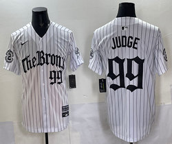 Nike New York Yankees #99 Aaron Judge White Stripe 5(V) Joint MLB Jersey
