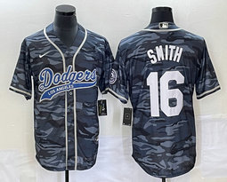 Nike Los Angeles Dodgers #16 Will Smith Camo Joint Stitched MLB Jersey