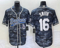 Nike Los Angeles Dodgers #16 Will Smith Camo Joint Team Patch in front MLB Jersey