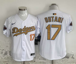 Nike Los Angeles Dodgers #17 Shohei Ohtani White Champions Gold Name Jersey
