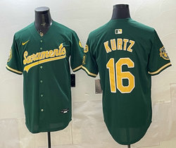 Nike Oakland Athletics #16 Nick Kurtz Green Gold Fashion MLB Jersey