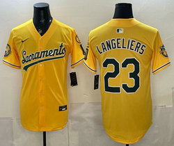 Nike Oakland Athletics #23 Shea Langeliers Gold Joint MLB Jersey