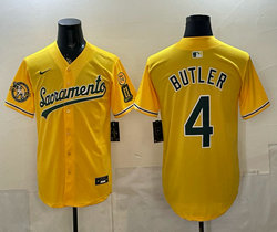 Nike Oakland Athletics #4 Lawrence Butler 2026 Yellow Alternate Sacramento Celebrating 125 Years Jersey