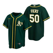 Nike Oakland Athletics #50 Mike Fiers Green Game Authentic Stitched MLB Jersey