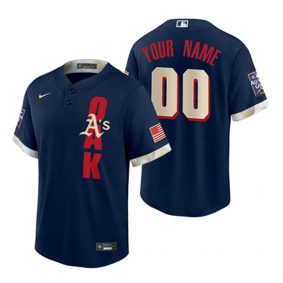 Nike Oakland Athletics Custom Any Name 2021 All star Blue Game Authentic Stitched MLB Jersey
