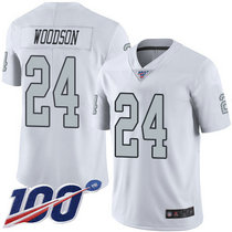 Nike Oakland Raiders #24 Charles Woodson 100th Season White Rush Limited Authentic Stitched NFL Jersey