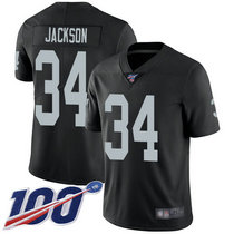 Nike Oakland Raiders #34 Bo Jackson With NFL 100th Season Patch Black Vapor Untouchable Authentic Stitched NFL jersey