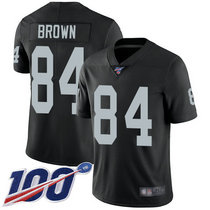 Nike Oakland Raiders #84 Antonio Brown With NFL 100th Season Patch Black Vapor Untouchable Authentic Stitched NFL jersey