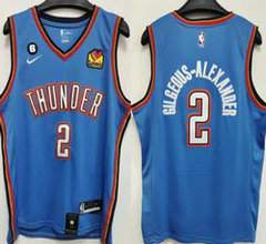 Nike Oklahoma City Thunder #2 Shai Gilgeous Alexander Blue 6 Patch 22-23 With Advertising Authentic Stitched NBA Jersey