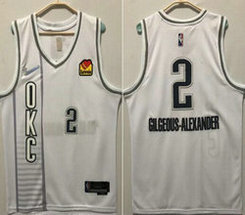Nike Oklahoma City Thunder #2 Shai Gilgeous-Alexander White City 75th anniversary With Advertising Authentic Stitched NBA jersey