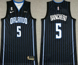 Nike Orlando Magic #5 Mohamed banchero Black 6 Patch 2022-23 With Advertising Authentic Stitched NBA Jersey