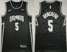 Nike Orlando Magic #5 Mohamed banchero Black City 2024 With Advertising Authentic Stitched NBA Jersey