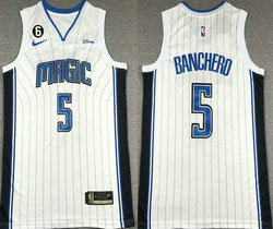 Nike Orlando Magic #5 Mohamed banchero White 6 Patch 2022-23 With Advertising Authentic Stitched NBA Jersey