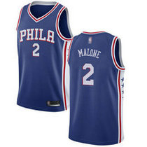 Nike Philadelphia 76ers #2 Moses Malone Blue Game Authentic Stitched NBA jersey