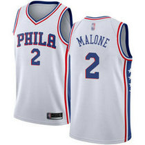 Nike Philadelphia 76ers #2 Moses Malone White Game Authentic Stitched NBA Jersey