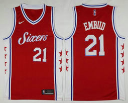 Nike Philadelphia 76ers #21 Joel Embiid Statement Red Game Authentic Stitched NBA jersey