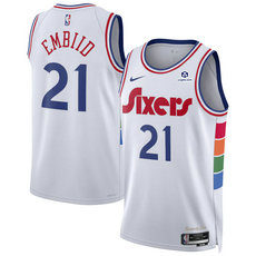 Nike Philadelphia 76ers #21 oel Embiid White 2024-25 City Stitched NBA Jersey