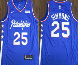 Nike Philadelphia 76ers #25 Ben Simmons Blue Game City 2019-20 With Advertising Authentic Stitched NBA Jersey