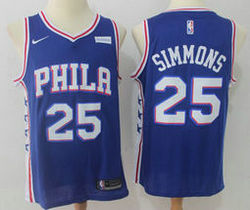 Nike Philadelphia 76ers #25 Ben Simmons Blue Game With Advertising Authentic Stitched NBA Jersey