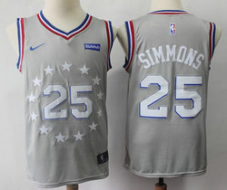 Nike Philadelphia 76ers #25 Ben Simmons Grey City Game Authentic Stitched NBA Jersey
