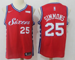 Nike Philadelphia 76ers #25 Ben Simmons Red Game With Advertising Authentic Stitched NBA Jersey