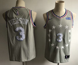 Nike Philadelphia 76ers #3 Allen Iverson Grey City Game Authentic Stitched NBA Jersey