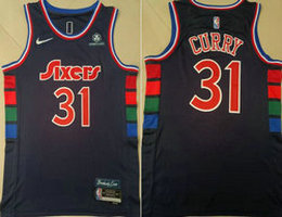 Nike Philadelphia 76ers #31 Seth Curry City 75th anniversary With Advertising Authentic Stitched NBA jersey
