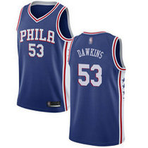 Nike Philadelphia 76ers #53 Darryl Dawkins Blue Game Authentic Stitched NBA jersey