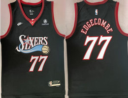 Nike Philadelphia 76ers #77 V. J. Edgecombe Black 2026 City With Advertising Jersey
