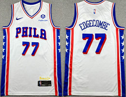 Nike Philadelphia 76ers #77 V. J. Edgecombe White With Advertising Jersey