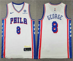Nike Philadelphia 76ers #8 Paul George White With Advertising Authentic Stitched NBA Jersey