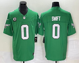 Nike Philadelphia Eagles #0 D’andre Swift Green Throwback 2023 F.U.S.E. With C patch Authentic stitched NFL jersey