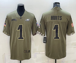 Nike Philadelphia Eagles #1 Jalen Hurts 2022 Salute To Service Authentic Stitched NFL jersey