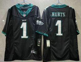 Nike Philadelphia Eagles #1 Jalen Hurts Black 2023 F.U.S.E Authentic Stitched NFL Jersey