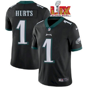 Nike Philadelphia Eagles #1 Jalen Hurts Black 24-25 Super Bowl LIX Football Jersey