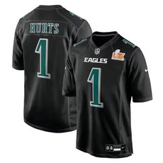 Nike Philadelphia Eagles #1 Jalen Hurts Black Fashion 24-25 Super Bowl LIX NFL Jersey