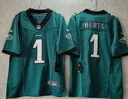 Nike Philadelphia Eagles #1 Jalen Hurts Green 2023 F.U.S.E Authentic Stitched NFL Jersey