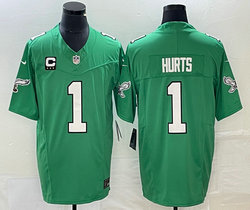 Nike Philadelphia Eagles #1 Jalen Hurts Green Throwback With C patch 2023 F.U.S.E. Authentic stitched NFL jersey